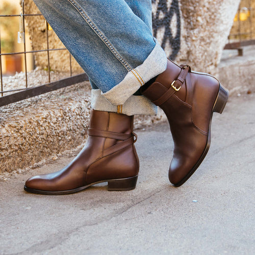 Bluzi Brown Leather ankle Boot with Buckle Strap #107 Buckle Ankle Boots - Brown | Blue Chic Boutique main image 4