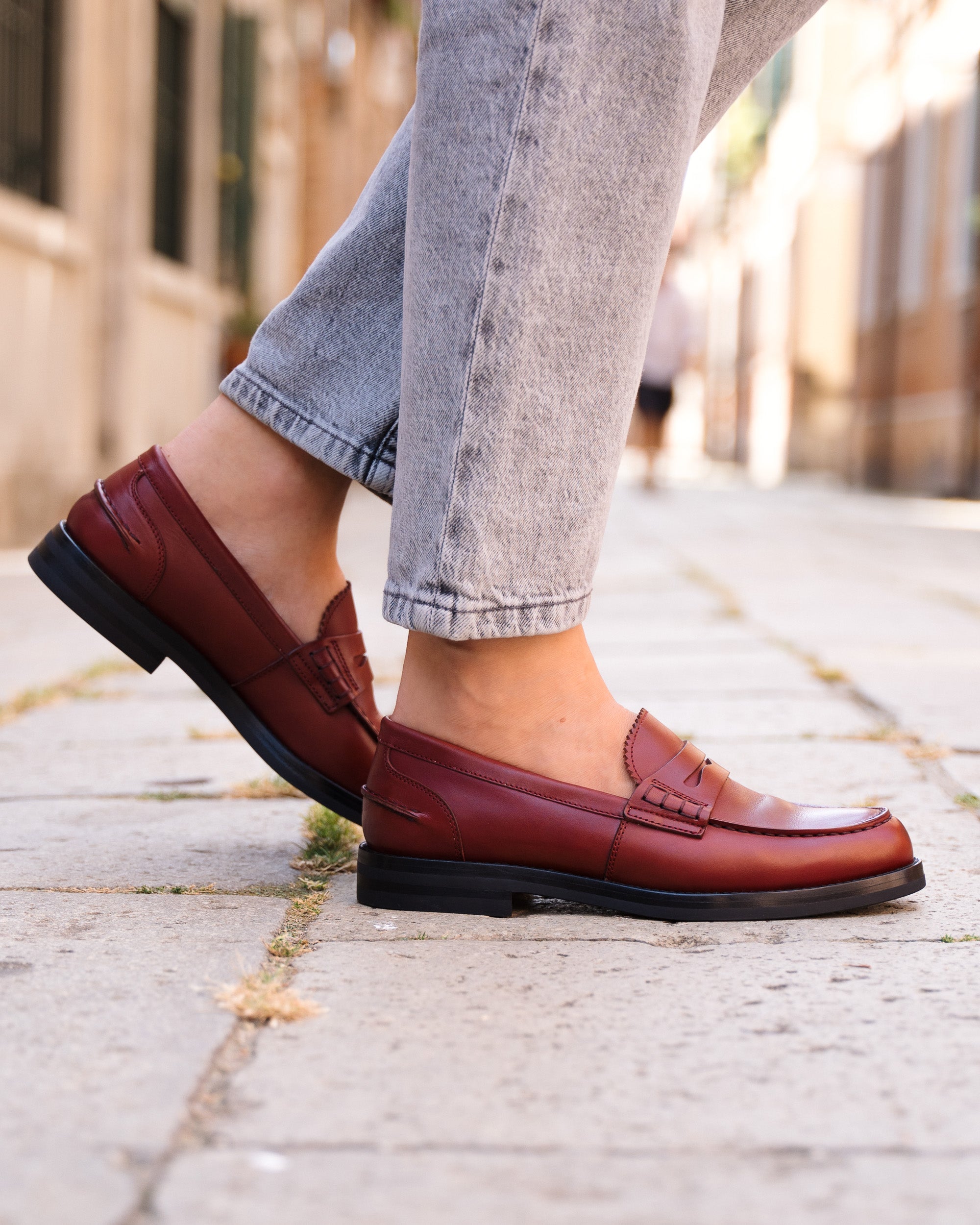 Velasca | Bordeaux smooth leather penny loafers, Made in Italy