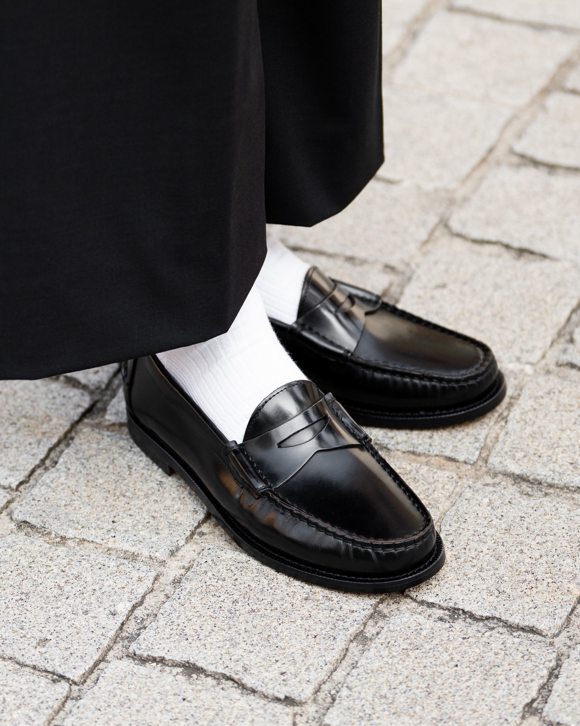 Velasca Black leather college loafers, entirely Made in Italy