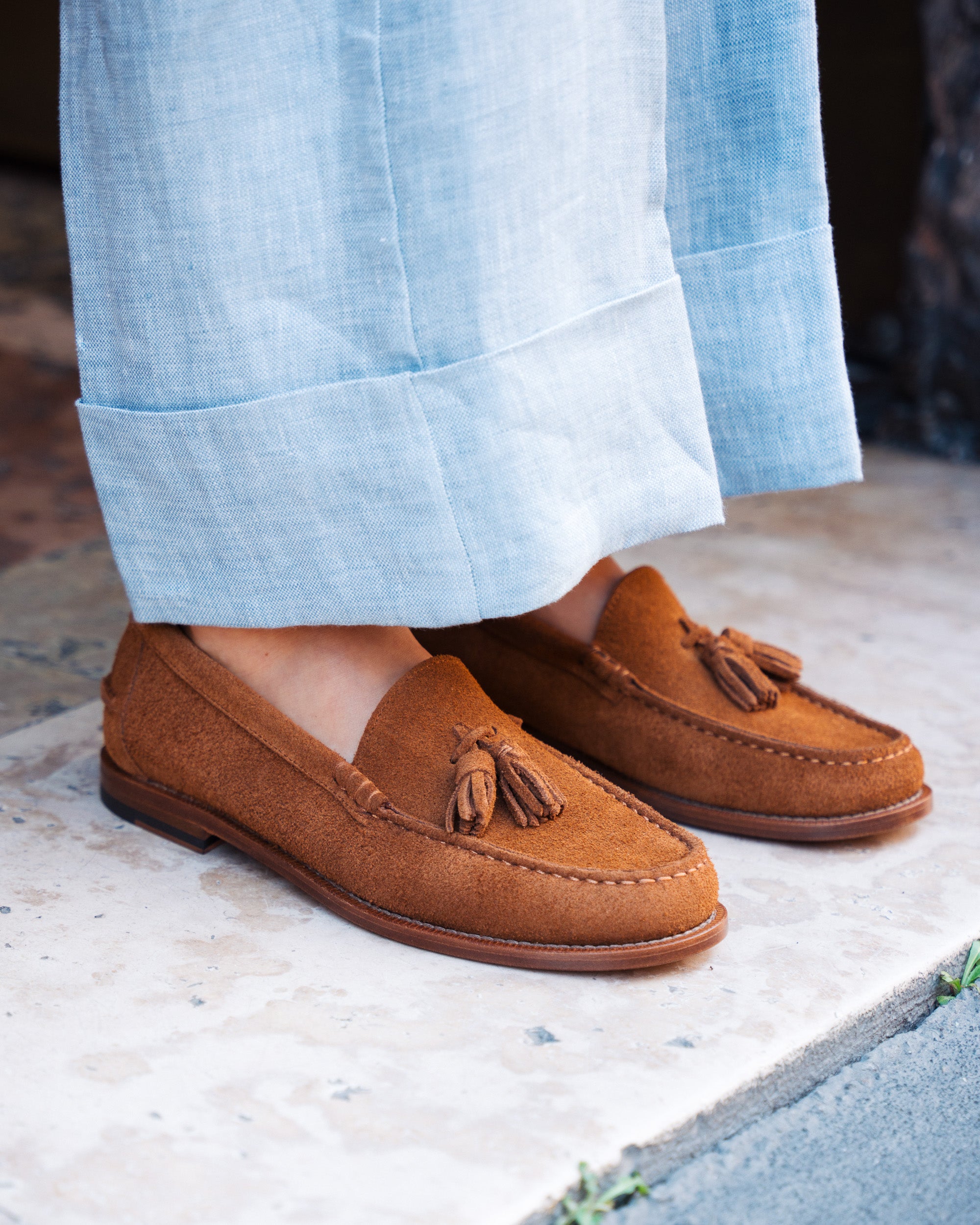 Velasca | Brown tassel loafers for her. Made from real leather display picture 3