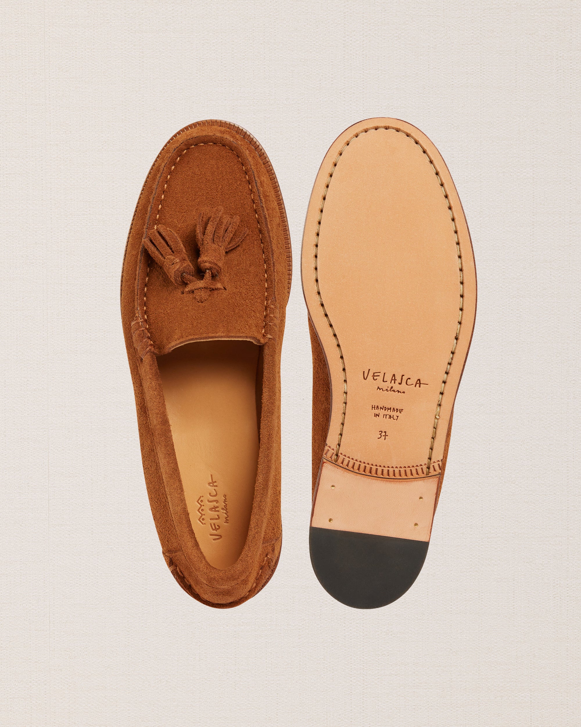 Handwoven Tassel Loafers in Burnt Orange Handmade Burnt Orange Suede Loafers | Crocodile Embossed  main image 3