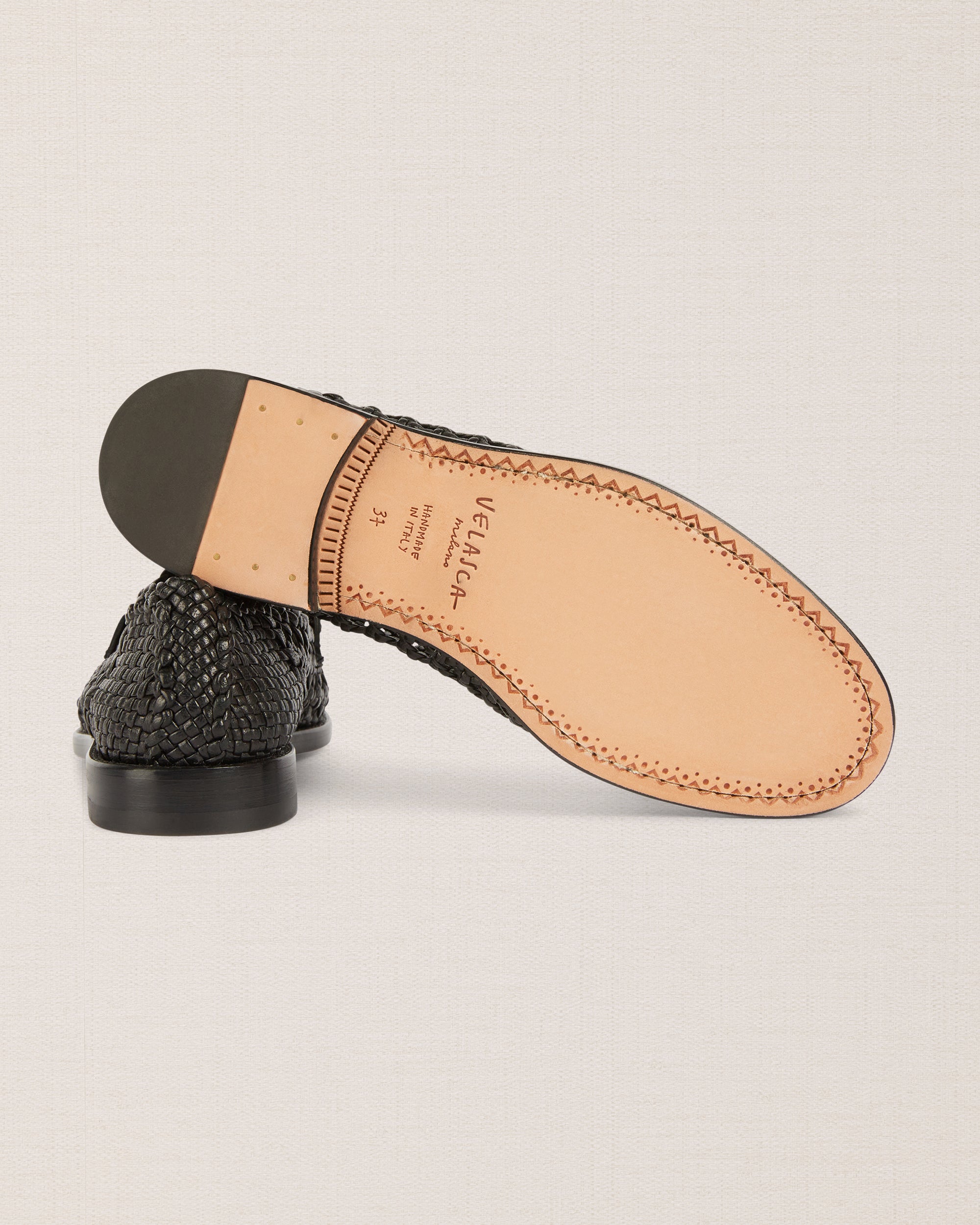Velasca Black woven leather loafer, Made in Italy