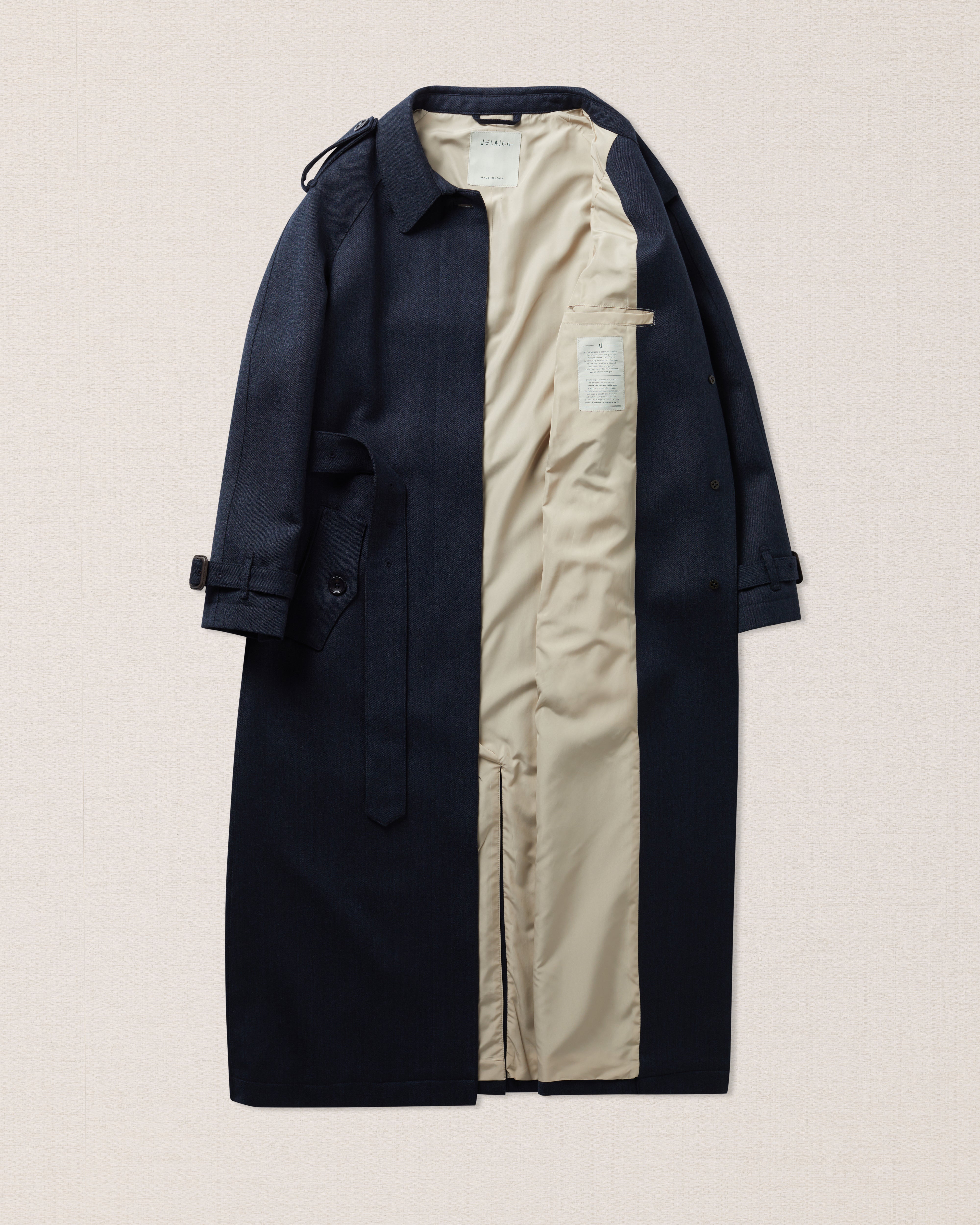 Navy pure-wool trench coat woman, Made in Italy | Velasca