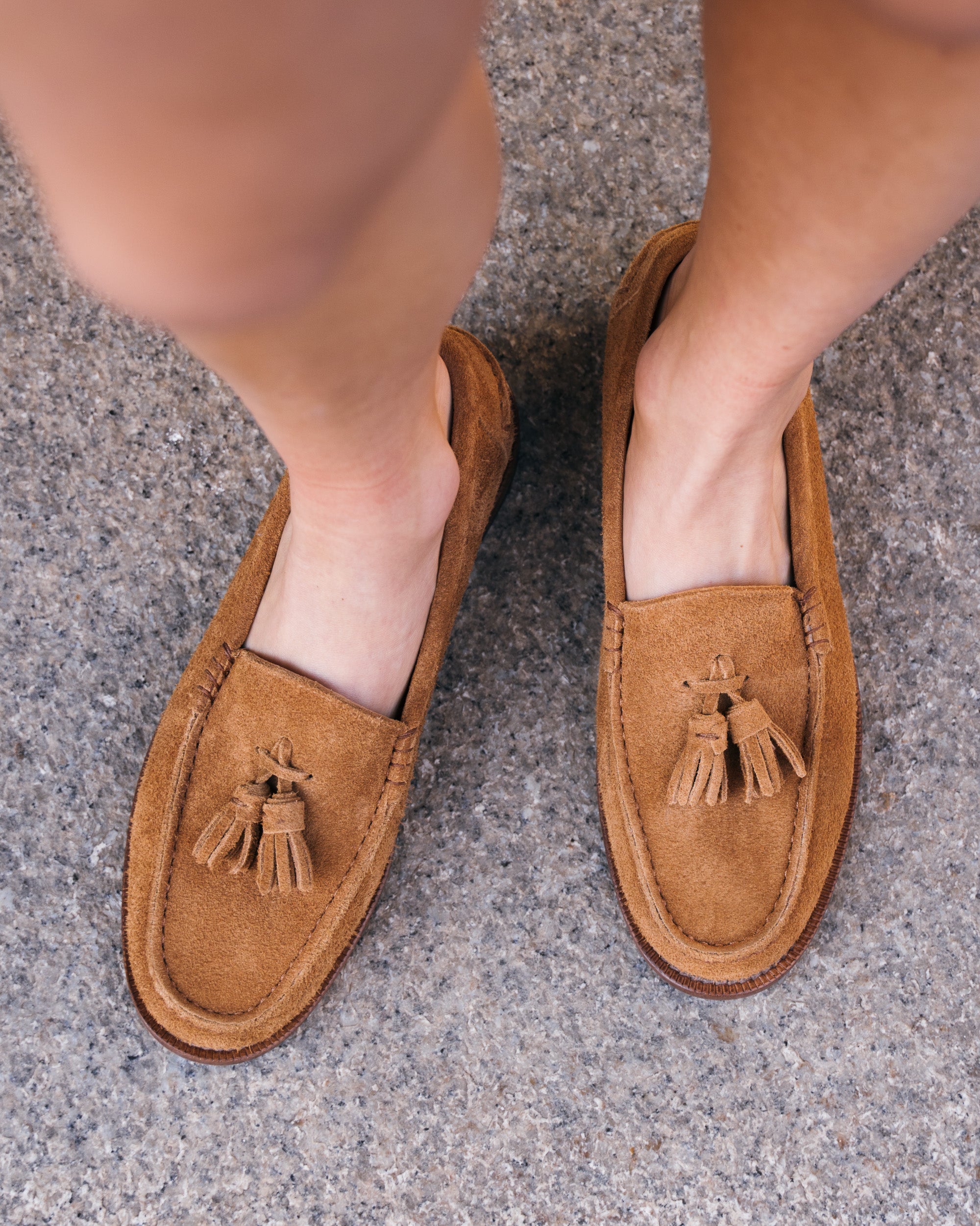 Velasca | Beige tassel loafers for her. Made from real leather